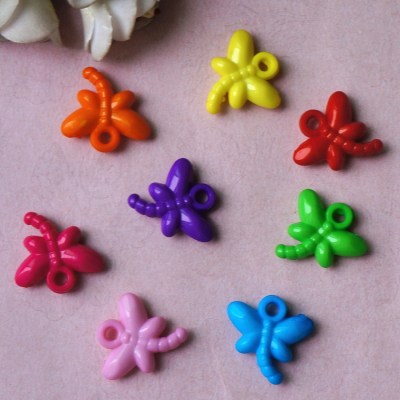 Manufacturers Supply Solid Color Hanging Hole Dragonfly Beads 20mm Color Acrylic Plastic Beads DIY Key Bead Accessories