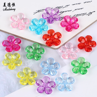 Factory Direct Sales Middle Hole Hairpin Hot Accessories Color Five-Petal Flower Transparent 8 Colors in Stock Wholesale Hair Ring Flower