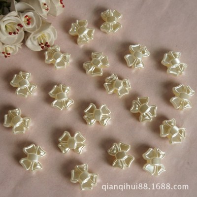 Dir Children Rubber band hair ring Accessories 16*19mm white bow with large hole Imitation pearl