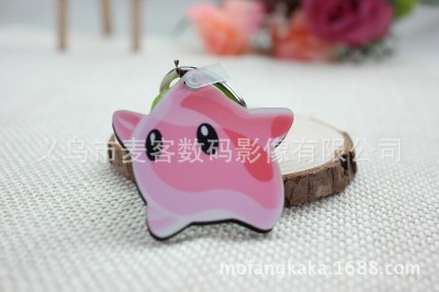 New heat transfer printing blank key chain MDF wooden key chain starfish shape printing