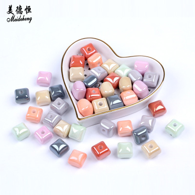 Acrylic UV Bright Oil Rhombus Single Hole Square Beads Jewelry Accessories Loose Beads Headwear Factory Direct Sales Finishing Beads Wholesale