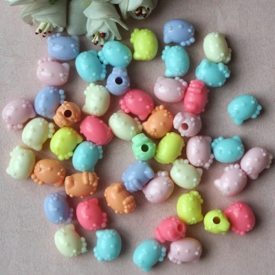 Factory Direct Sales Solid Color Acrylic Cat Beads 14mm Candy Color Cartoon Kitten DIY Children String Beads Material