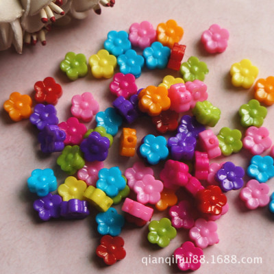 Manufacturing Direct 9mm color Acrylic Plum Beads straight Hole Flowers DIY Children's puzzle Beaded Accessories