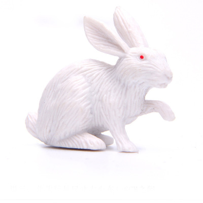 Plastic simulation animal small white rabbit model toys for children's early education cognitive product decorations