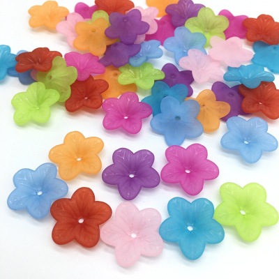 Factory Direct Frosted five-hole cut face receptor Tacle Transparent Colored Mosaic Tool Beaded Accessories, known as lily Flower Petal Flower