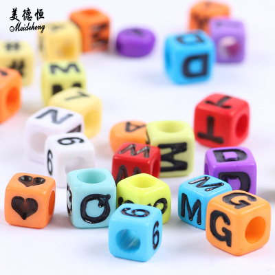 New DIY beads wholesale acrylic beads flat square English letter beads accessories wholesale