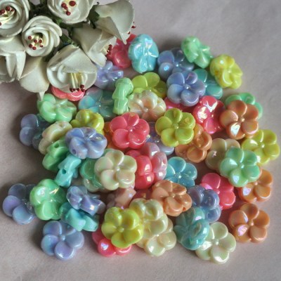 Manufacturer Direct Selling 19mm Acrylic Spring Color five flower color Hole Flowers DIY Korean hair Accessories