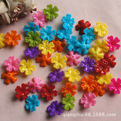 Factory Direct Selling 6*16mm solid color Acrylic Five--petal Bead center hole love Mosaic Beaded material