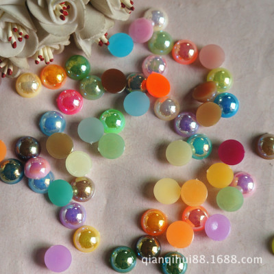 Factory Direct selling 10mm color ABS Imitation Pearl half-face half-circle Color Clothing Accessories patch materials