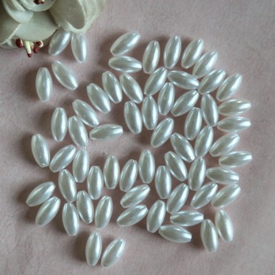 Manufacturers direct 6*12mm oval imitation pearl ABS pure white environmental protection DIY phone beauty accessories beads