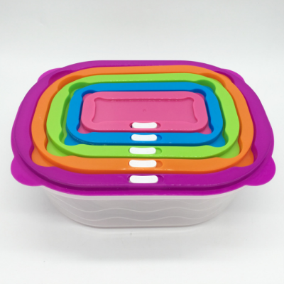 Plastic rainbow crisper set food square lunch box with stomata