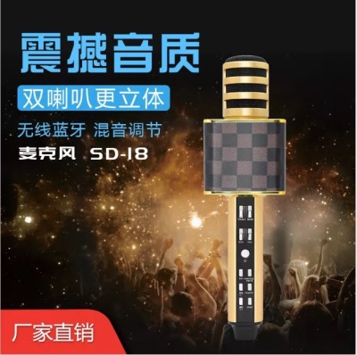 SD18 Microphone Wireless Bluetooth K Song Artifact K Song Baobao FM Transmission One-key funny function