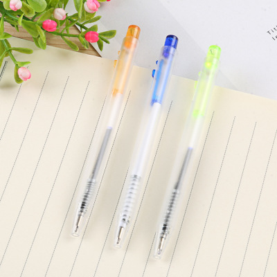Classic Transparent Blue Retractable Ballpoint Pen Office Creativity Stationery Simple Pen Custom Mi You Type Factory Wholesale