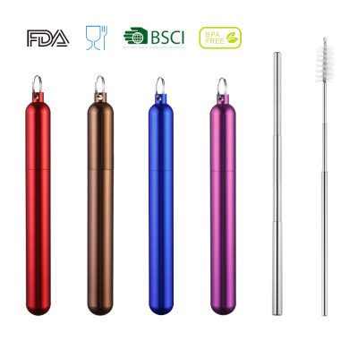 Collapsible Stainless Steel Amazon Hot Stainless Steel Telescopic Straw Set