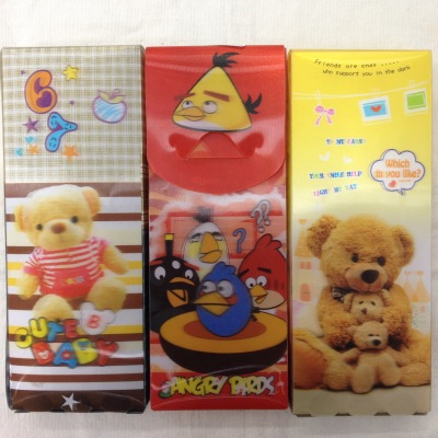 Factory Direct Sales Pencil Case Fresh Bear Pencil Case Plastic Square Stationery Case Japan and South Korea Stationery Cartoon 3d