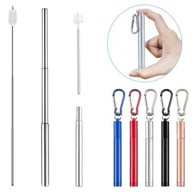 Food Grade Stainless Steel 304 Telescopic Straw Amazon Hot Selling Retractable Straw Portable Aluminum Case Set Manufacturer