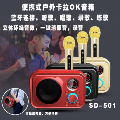 SD501 microphone Speaker Home KTV Portable Bluetooth Wireless Bluetooth Wireless acoustic microphone