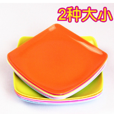 Wheat straw square fruit plate new environmental protection plastic dish plate Korean version pure color non-slip plate foreign trade export plate