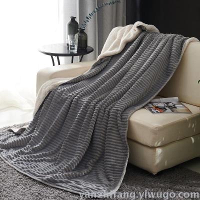 Foreign trade pure color magic wool lamb wool double layer blanket thickened single and double person blanket fall-winter French wool blanket quilt