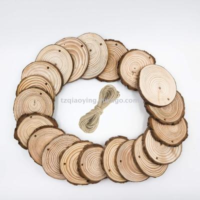 Christmas decoration 4-5cm perforated pine pieces garden bark pine pieces with hemp rope perforated pine pieces