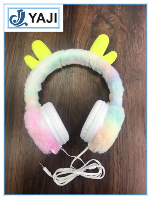 Yj-615a color plush antler plug headphones