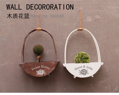 American village zakka wall decorative items wooden basket, wall decoration wall hanging shop home storage accessories