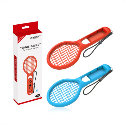 A tennis racket A small handle A tennis racket A Mario game grip A tennis racket
