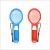 A tennis racket A small handle A tennis racket A Mario game grip A tennis racket