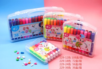 Factory direct sales of high quality big head can wash watercolor pen children's art painting pen set 12 color 18 24 36 color