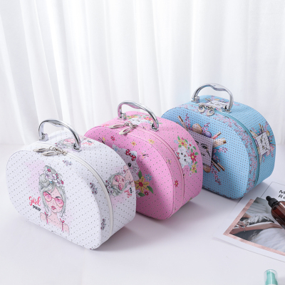 Wholesale Custom Cosmetic Bag New Large Capacity Semicircle Cosmetic Case Printed Three-Piece Set Portable Pu Professional Storage Bag