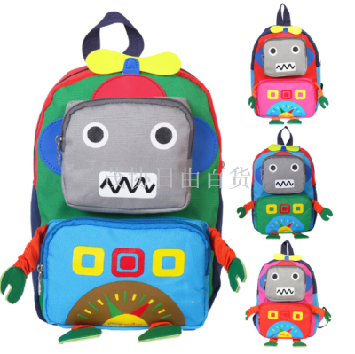 Children's bag cartoon kindergarten bag 1-5 years old travel backpack robot bag printing