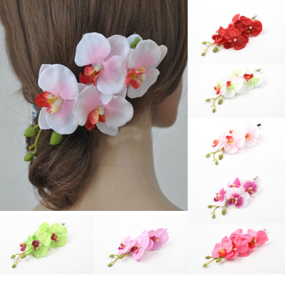 Four phalaenopsis simulation flower hairpin foreign trade hot sell flower ladies hair ornaments embellish fashion heaths