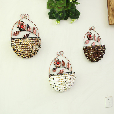 European-style tie yi rope plait simulation flower basket wall hanging flower basket hanging basket sitting room home decoration