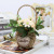 Creative garden style simple water grass woven basket with flower set home bedroom living room decoration