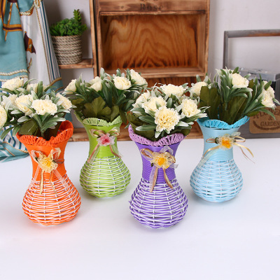 Creative tieyi weaving flower vase flower mouth plastic basket home decoration manufacturers direct sales