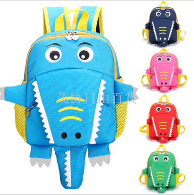 2020 new children's backpack cartoon small crocodile kindergarten bag Korean version boys and girls travel backpack