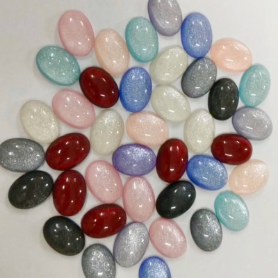 New Popular Egg-Shaped Ring Gem Natural Crystal Gem Patch Acrylic Oval Half-Surface DIY Ornament Accessories