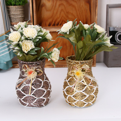 Tieyi weaves artificial flower vase flower vase flower device round mouth rattan weaves floret bottle home decoration decoration piece