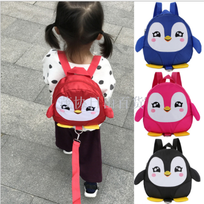 Cartoon penguin kindergarten bag cute anti-lost bag 1-3 years old baby backpack new children's bag