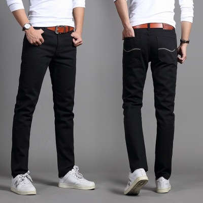 l  Men's Jeans Slim Fit Straight Autumn Men's Pants Youth Casual Autumn and Winter Men's ong Pants Wholesale One Piece Dropshipping