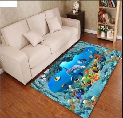 Super soft velvet ocean floor mat bathroom kitchen hd printing 3D non-slip mat water absorption carpet door mat foot pad