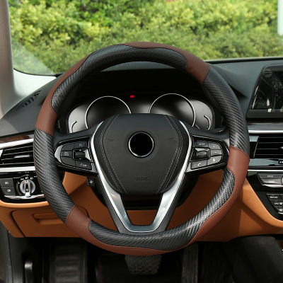 2019 New Leather Steering wheel Cover top layer Cowhide Four Seasons Gm Splice Cover Breathable Manufacturers Custom