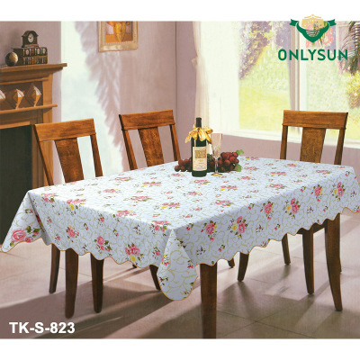 Household Wavy Tablecloth PVC Composite Cotton Dinning Table Placemat Non-Slip Waterproof round and Square Tablecloth Factory Customization