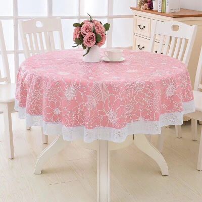 PVC Hotel Large round Tablecloth Hotel Plastic round Tablecloth Waterproof and Oil-Proof Disposable Anti-Scald Large round Table Tablecloth