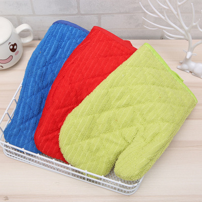 Solid Color Fashion Non-Slip Microwave Oven Gloves Baking at Home Oven High Temperature Resistant Thermal Insulation Gloves Factory Customized Wholesale