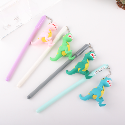 Korean Cartoon Cute Dinosaur Silicone Tyrannosaurus Pendant Gel Pen Student Stationery Creative Writing Signature Pen Batch