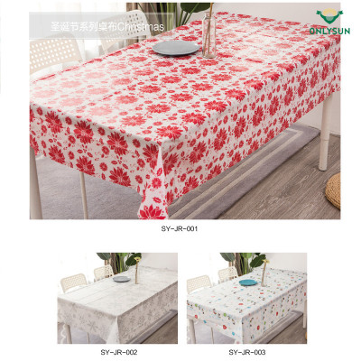 Christmas Holiday Printing PE Rectangular Table Cloth Festive Desk Coffee Table Cloth Waterproof and Oil-Proof Placemat Wholesale