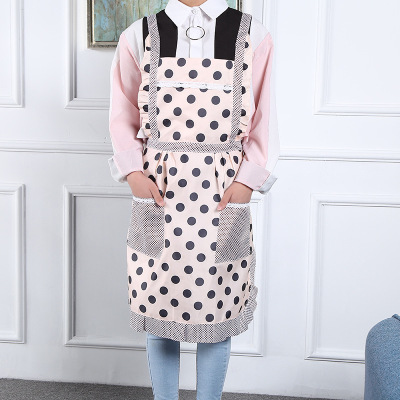 Strap Double Waterproof Apron Korean Style Fashion Simple Dotted Prints Sleeveless Apron Stall Supply Wholesale