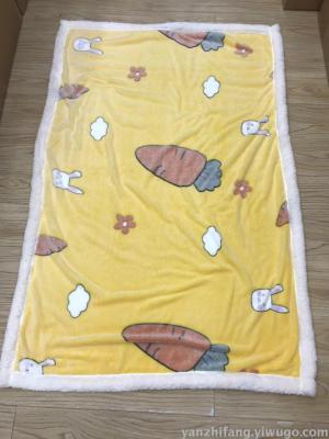 Wholesale lamb fleece children 's blankets double thickened flannel nap air conditioning blankets foreign trade gifts yoga blanket cover