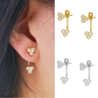 Rongyu Wish Amazon New Japanese and Korean Style Elegant Zircon Stud Earrings Women's European and American Fashion Engagement Earrings Jewelry